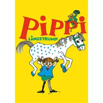 Vykort Pippi Långstrump och Lilla Gubben Gult - Astrid Lindgren