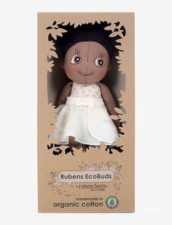 Ecobuds Rubens Barn Mjuk Docka - Poppy Brun Flicka med Tofsar och Kjol