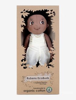 Ecobuds Rubens Barn Mjuk Docka - Fern Brun Pojke med Hängselbyxor