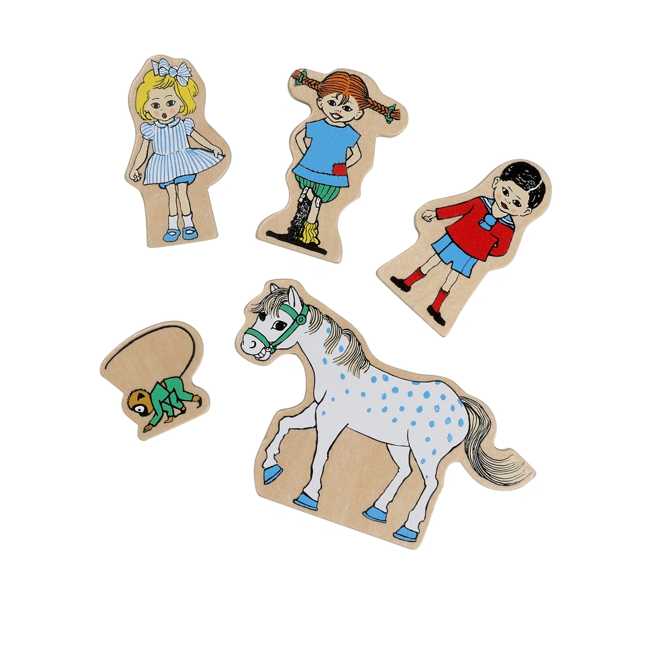 PÅ VÄG HEM! Pippi Långstrump Figurset i Trä - Astrid Lindgren Micki