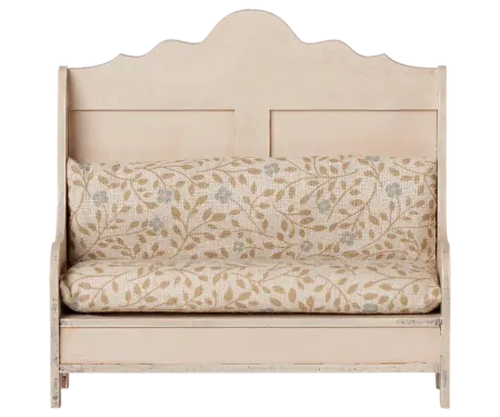 Maileg Vintage Bänk till Möss - Sand Kökssoffa med Blommig Dyna - Maileg A/W - 26