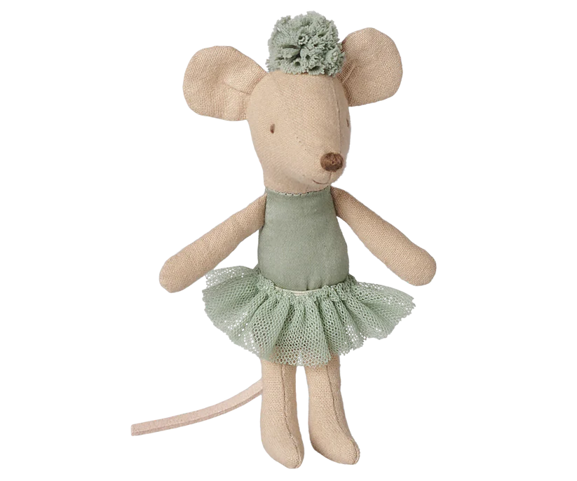 KOMMER I OKTOBER Maileg Ballerina Lillasyster Mus med Ballerinakjol - Vintage Mint Ljusgrön - Maileg A/W -26