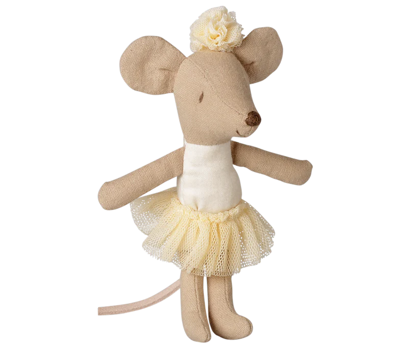KOMMER I OKTOBER Maileg Ballerina Lillasyster Mus med Ballerinakjol - Offwhite Vit - Maileg A/W -26
