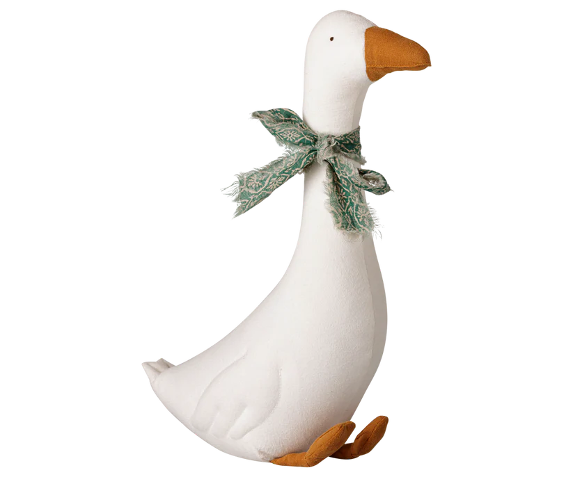 KOMMER I SEPTEMBER Maileg Mjukisdjur Gås med Rosett Runt Halsen - Offwhite Vit - Maileg A/W -26