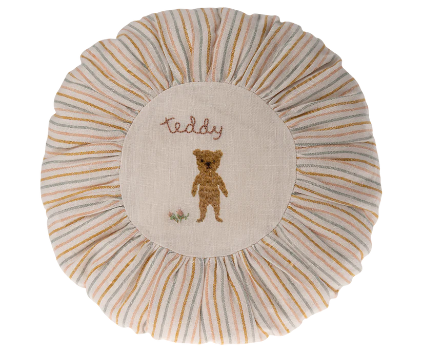 Maileg Rund Kudde Teddy Randig Pastellfärgad