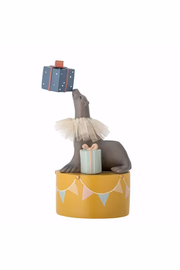 Bloomingville Ljusstake Cirkus Säl med Paket - Flor Kalas Dekoration