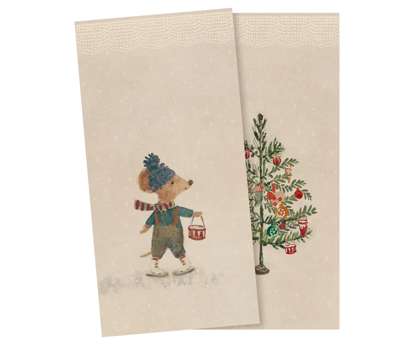 KOMMER I NOVEMBER Maileg Servetter Mus med Mössa Jul 20 st - Maileg A/W-26 Napkin Small