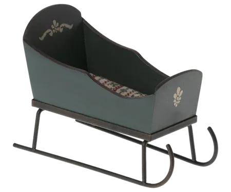 Maileg Handmålad Släde Grön - Sleigh Mouse