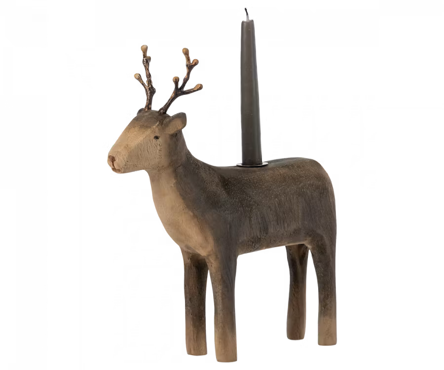 Maileg Ljusstake Ren i Trä med Vacker Finish - Medium Reindeer