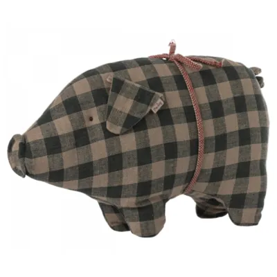 Maileg Rutig Gris i Tyg Small Grön