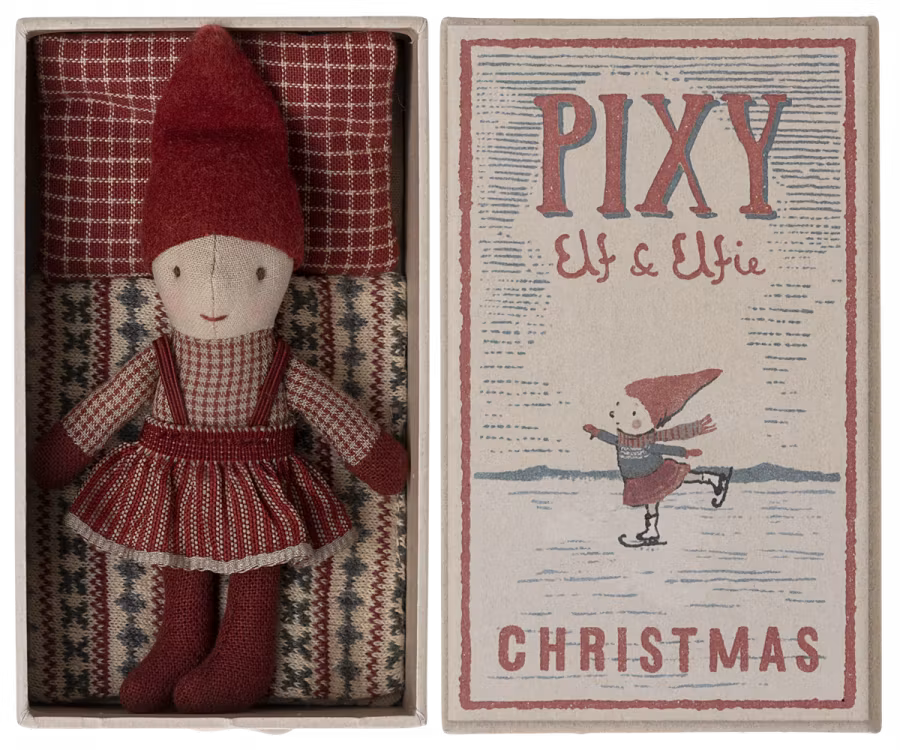 Maileg Pixy Elf Flicka i Bäddad Ask - Tomtenisse Flicka