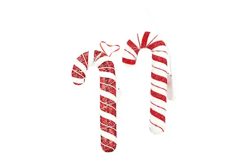 Dekoration Polkagris 20 cm med LED-Belysning - Set Om 2