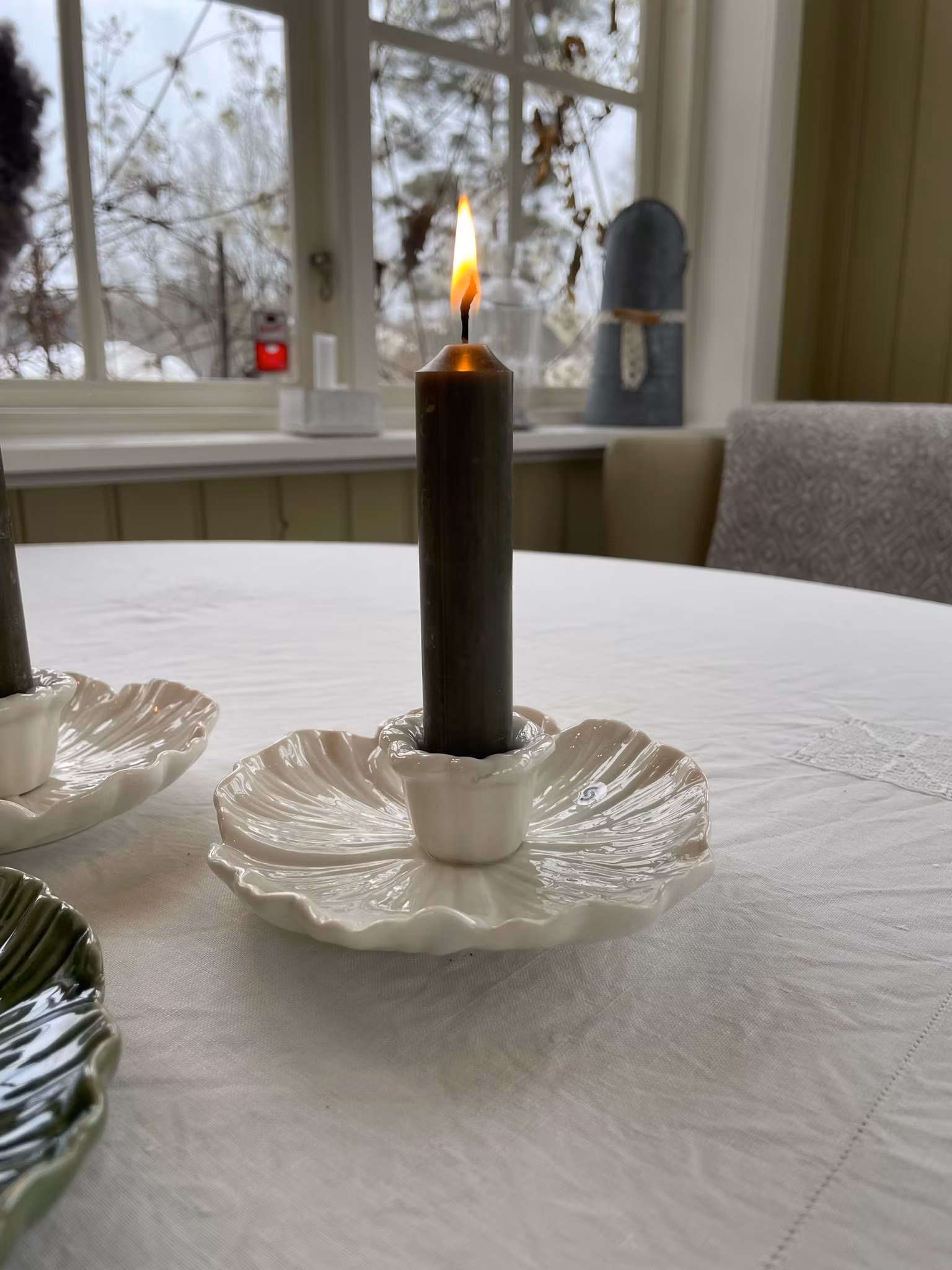 Ljusstake Blomma Vit