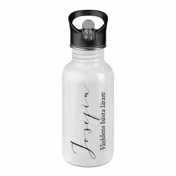 Stålflaska Typsnitt 3 + text + foto