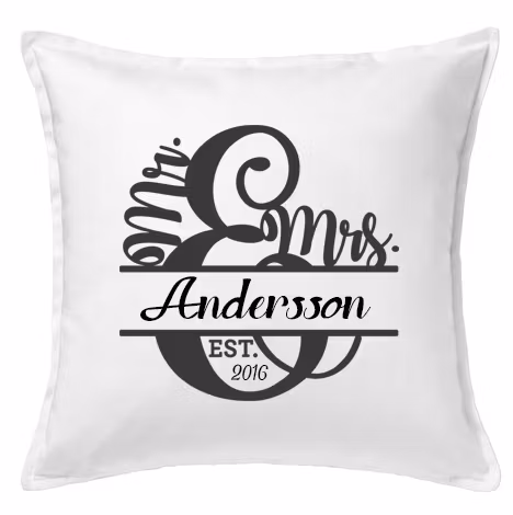 Kuddfodral Bröllop monogram