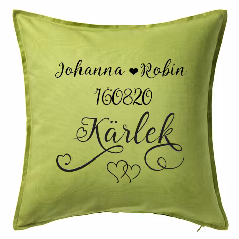 Kuddfodral Kärlek med namn & datum