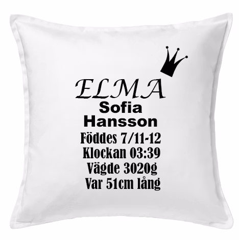 Kuddfodral Födelseinfo Födelse