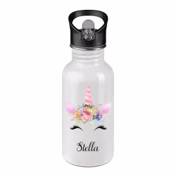 Stålflaska Enhörning rosa