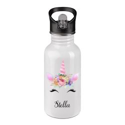Stålflaska Enhörning rosa + foto