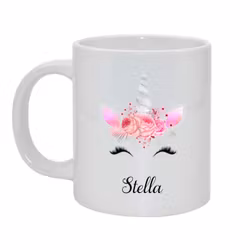 Mugg Enhörning Grå Text och bild