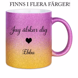Glittermugg Jag älskar