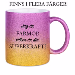 Glittermugg Superkraft