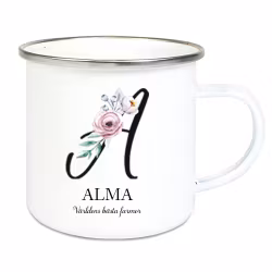 Emaljmugg Snirklig bokstav