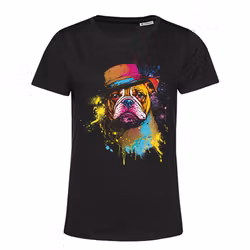 T-shirt Dam – Bulldog i färgstänk