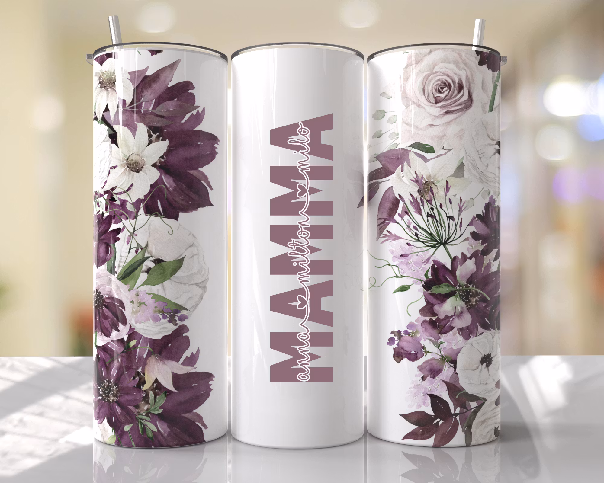 Tumblermugg Blommor #31 namn/ord + text