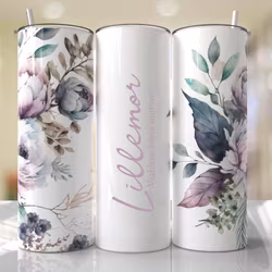 Tumblermugg Blommor #32 + text