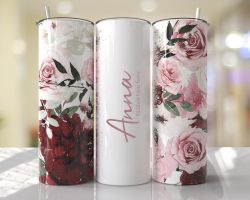 Tumblermugg Blommor #34 + text