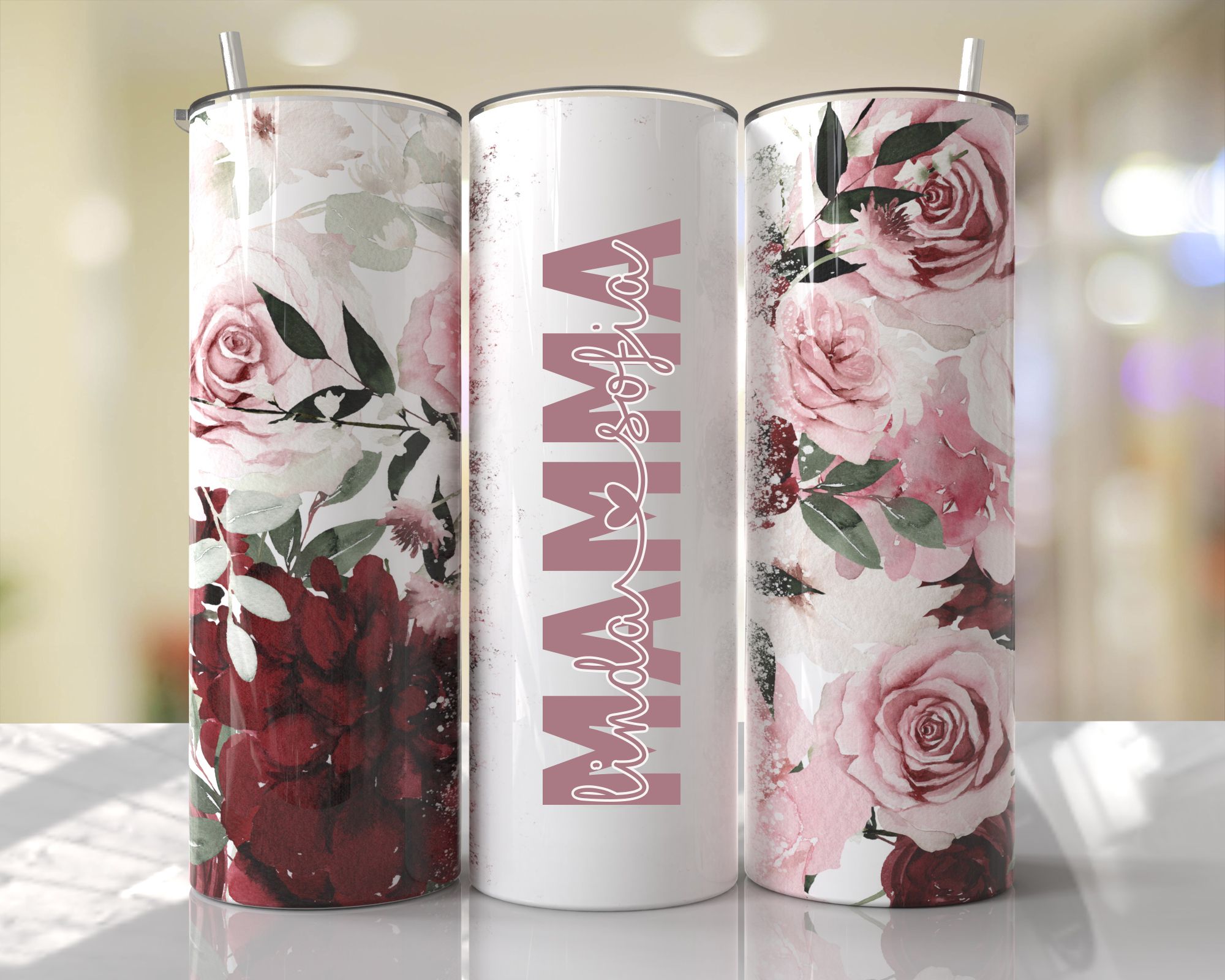 Tumblermugg Blommor #34 namn/ord + text