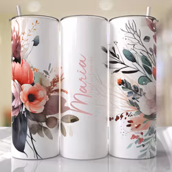Tumblermugg Blommor #38 + text