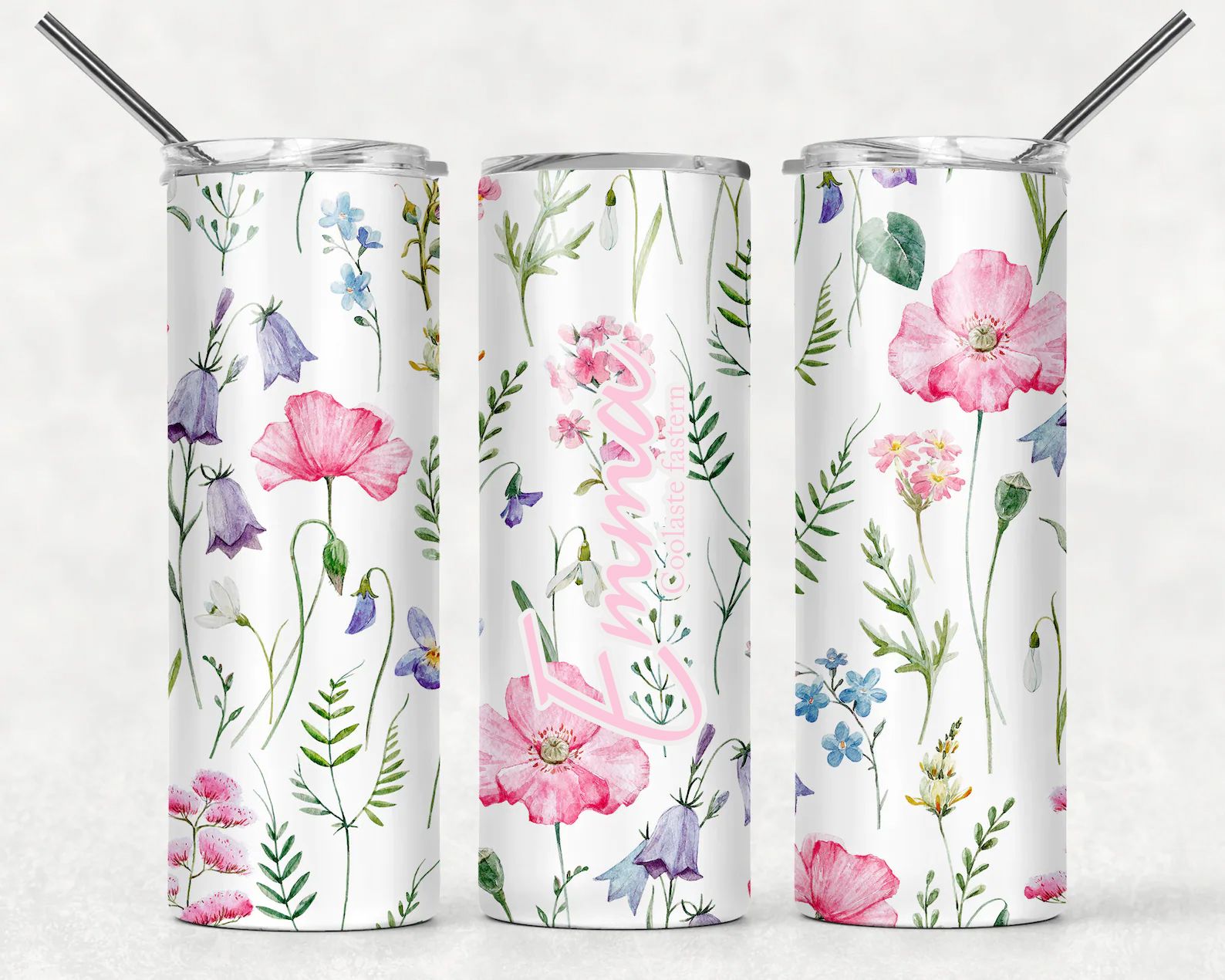 Tumblermugg Blommor #41 + text
