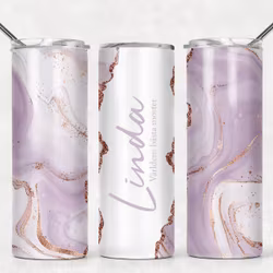 Tumblermugg Lila + text