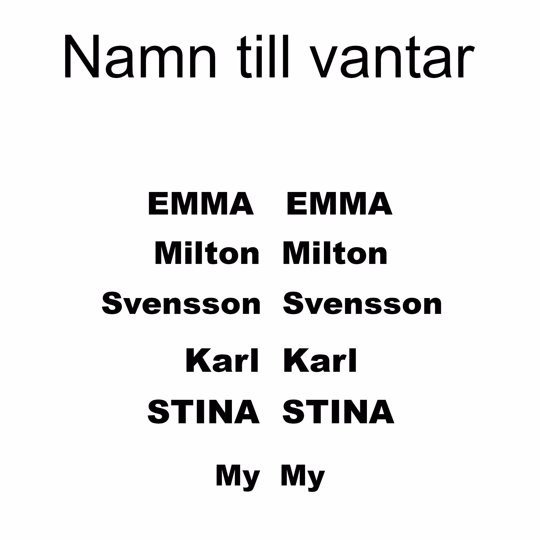 Namn till vantar