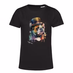 T-shirt Dam – Bulldog med hatt