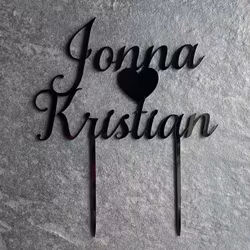 Caketopper Två namn + hjärta