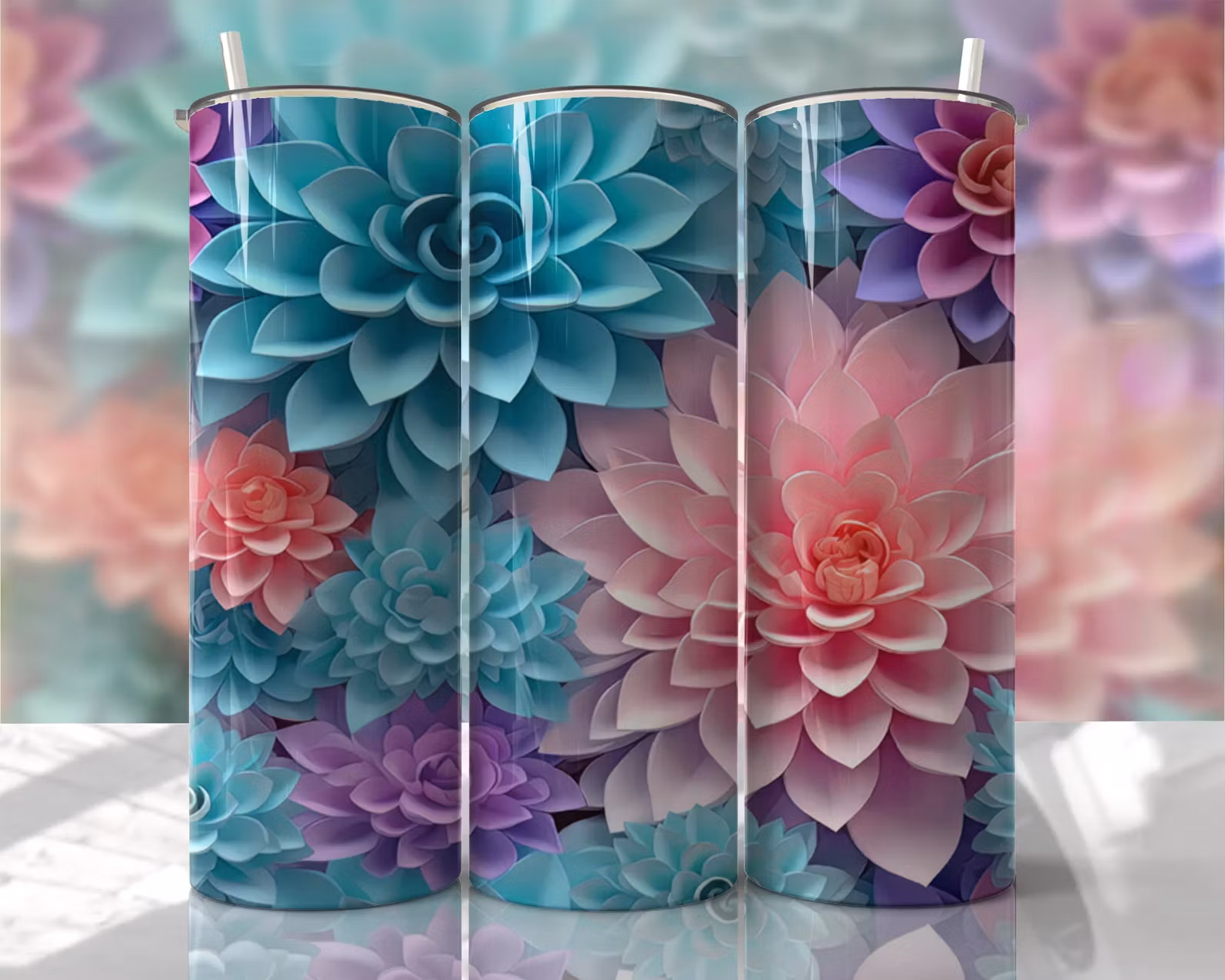 Tumblermugg 3D blommor #1