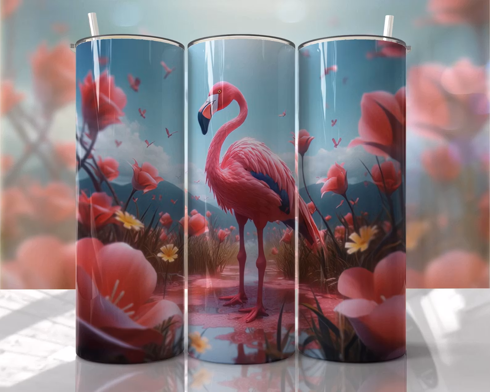 Tumblermugg 3D flamingo