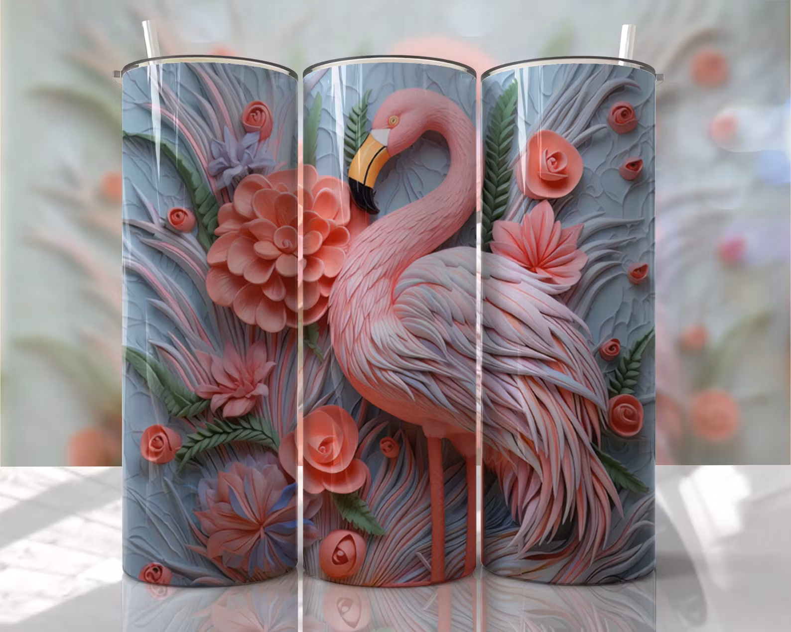 Tumblermugg 3D flamingo #2