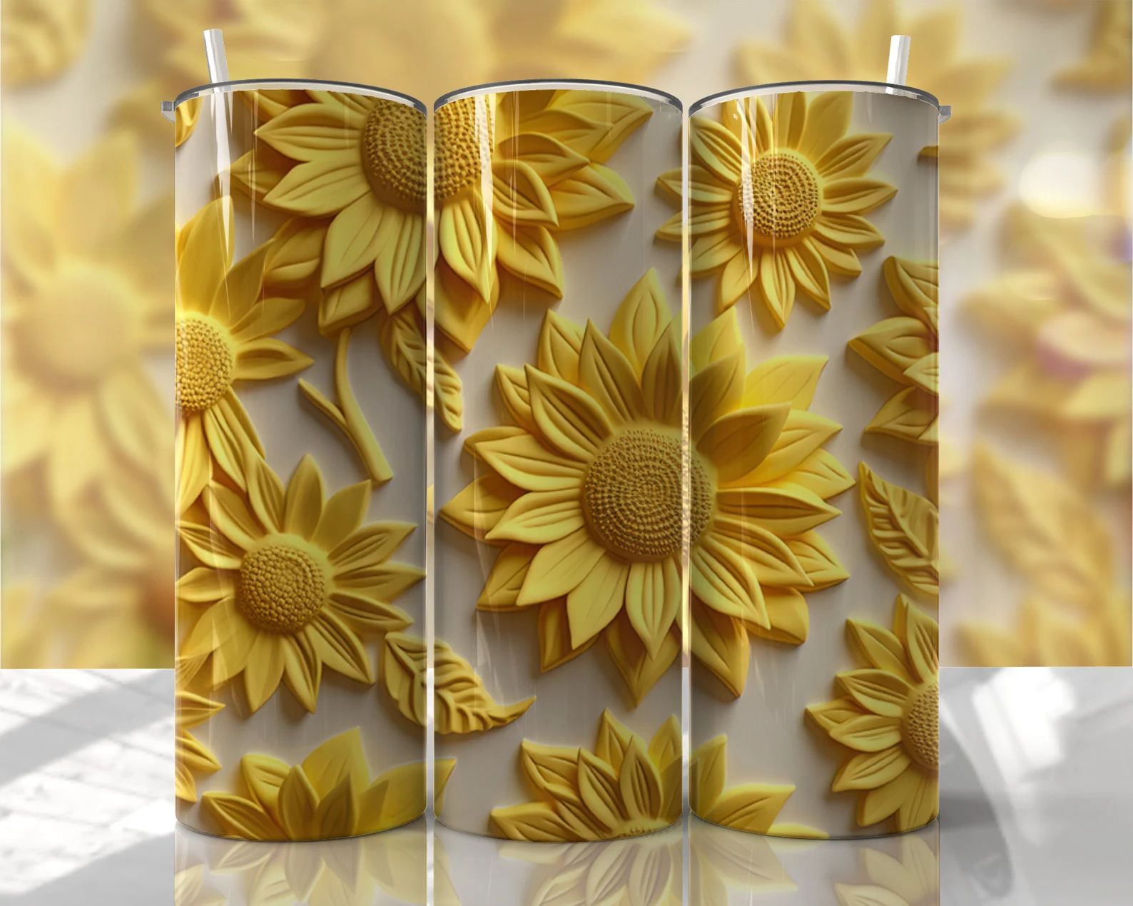 Tumblermugg 3D solrosor #2