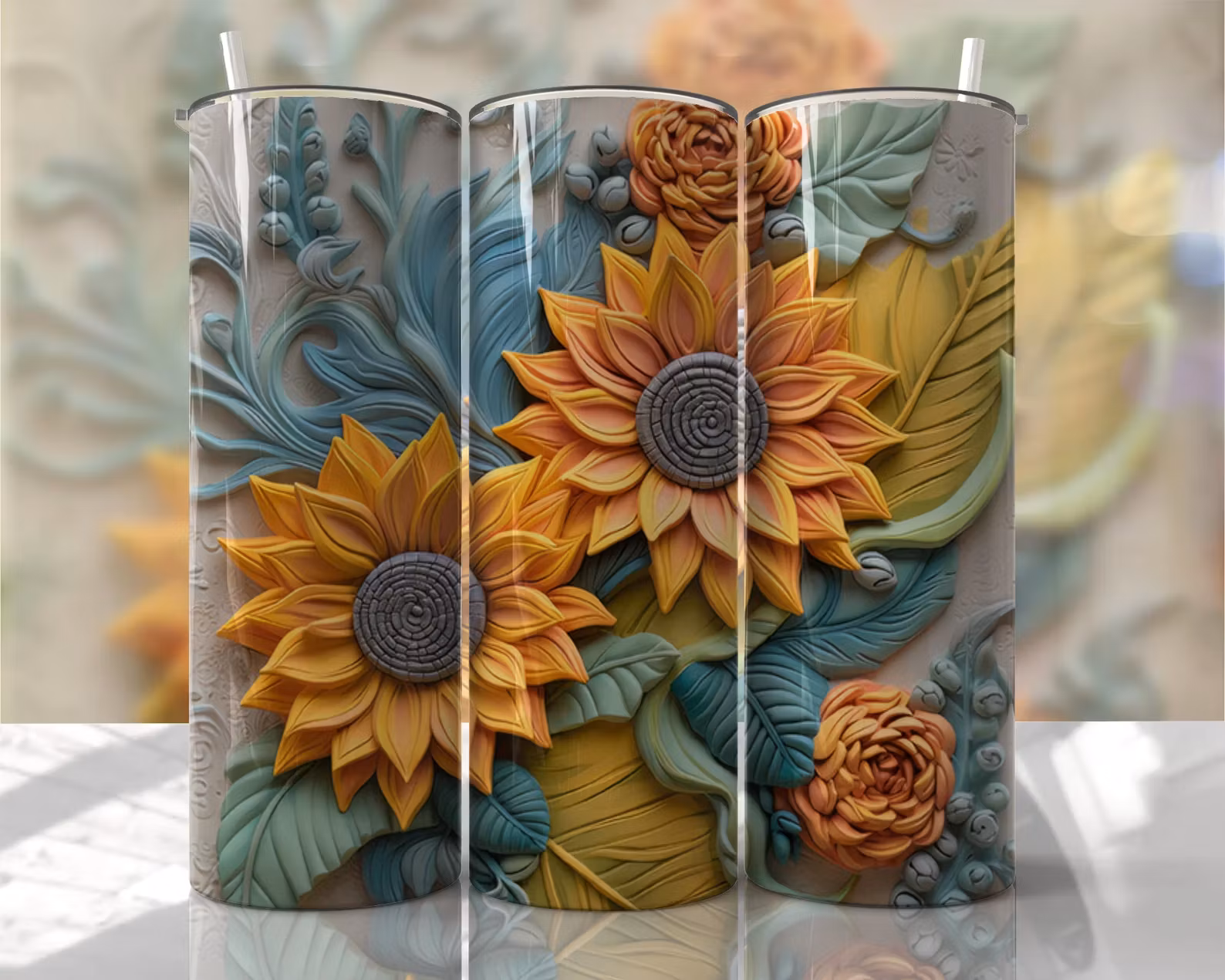 Tumblermugg 3D solrosor #3