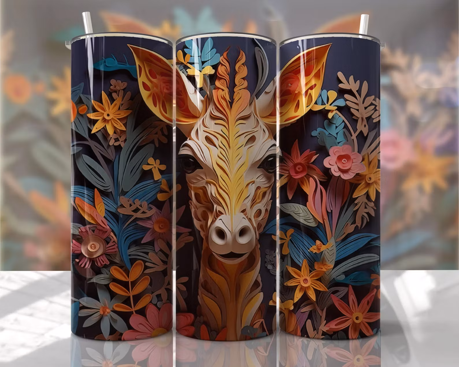 Tumblermugg 3D giraff
