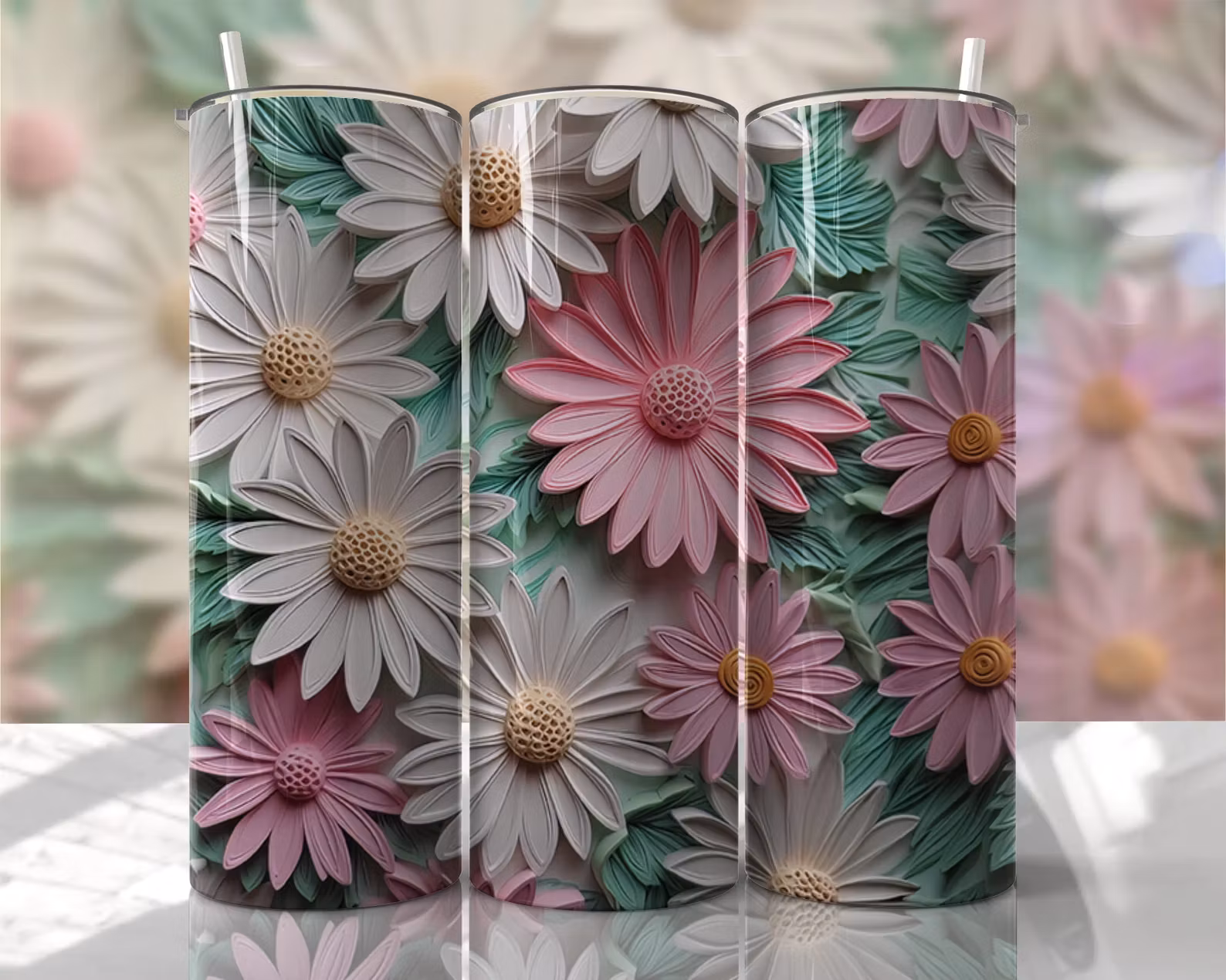 Tumblermugg 3D blommor #13