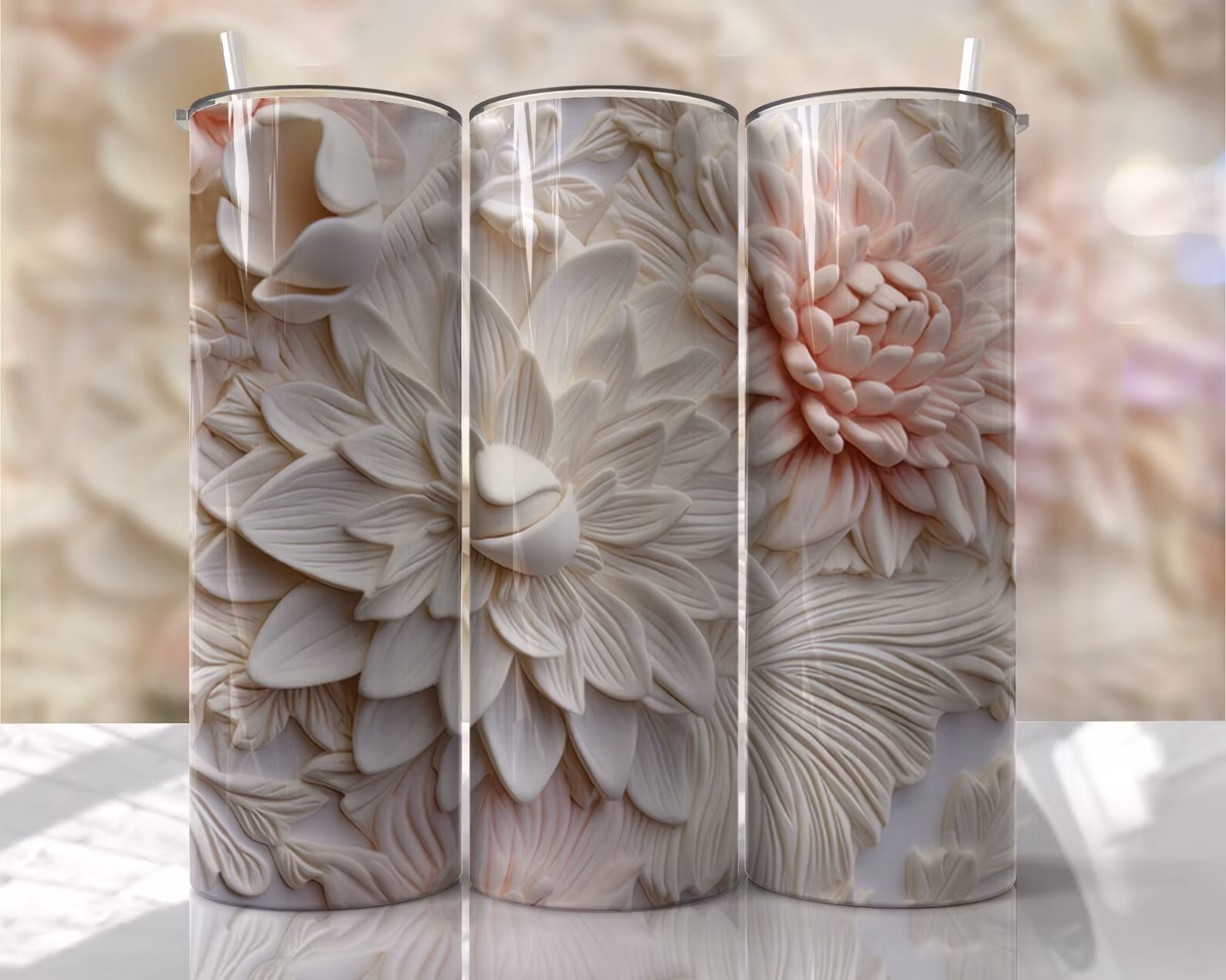 Tumblermugg 3D blommor #14