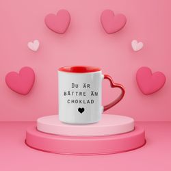 Mugg med hjärtformat handtag Röd -  Bättre än choklad
