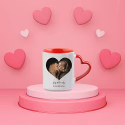 Mugg med hjärtformat handtag Röd -  egen bild