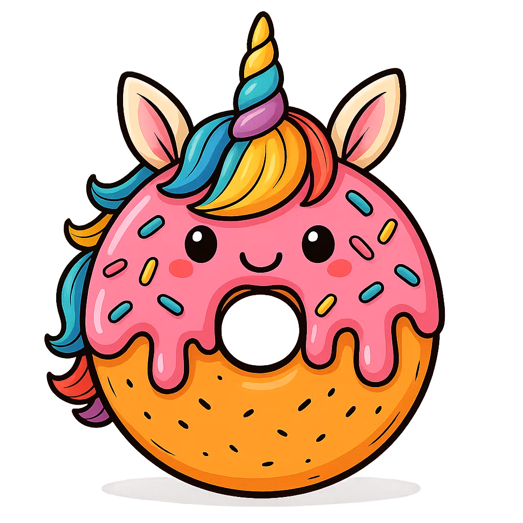 Donut med enhörning till tyg