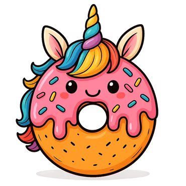 Donut med enhörning till tyg